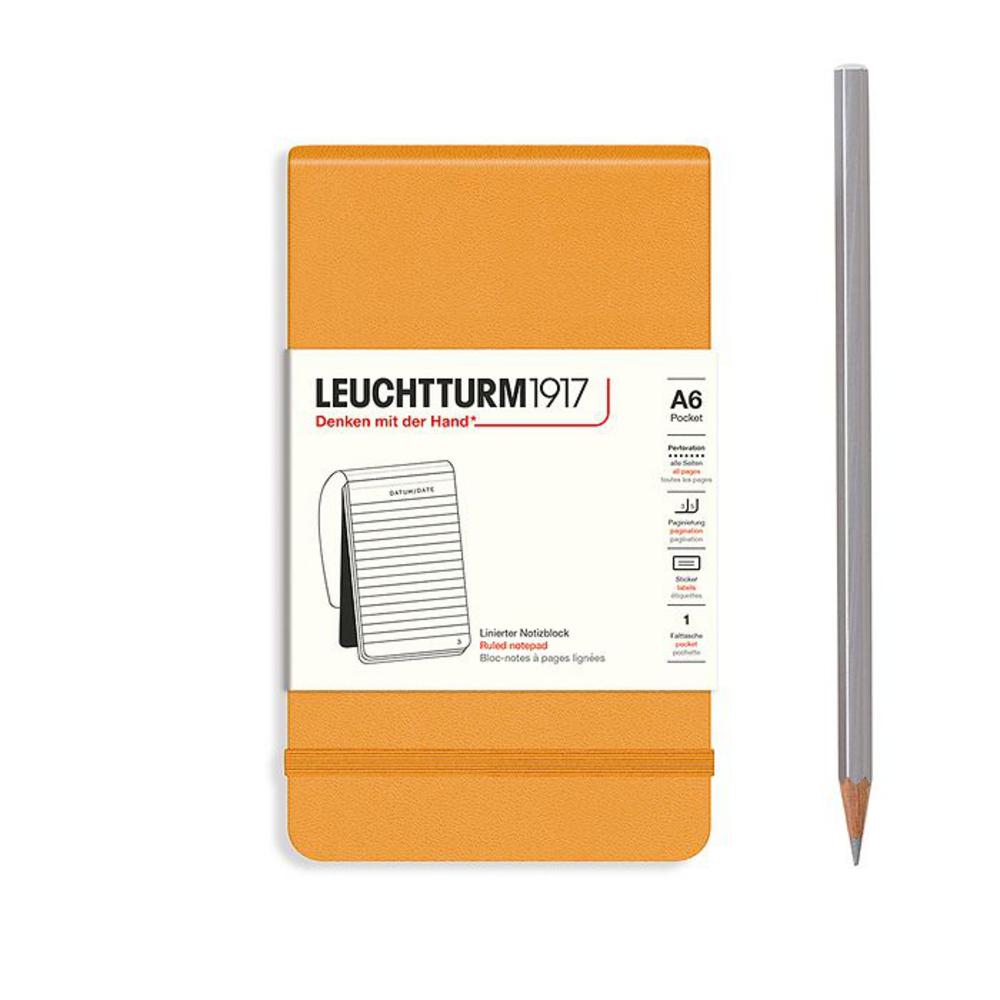 Leuchtturm, Yellow, Journal, Art & School, A6, Pocket, Ruled, Notepad, Rising Sun, 724314